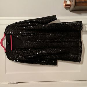 Black sequin long sleeve mini dress